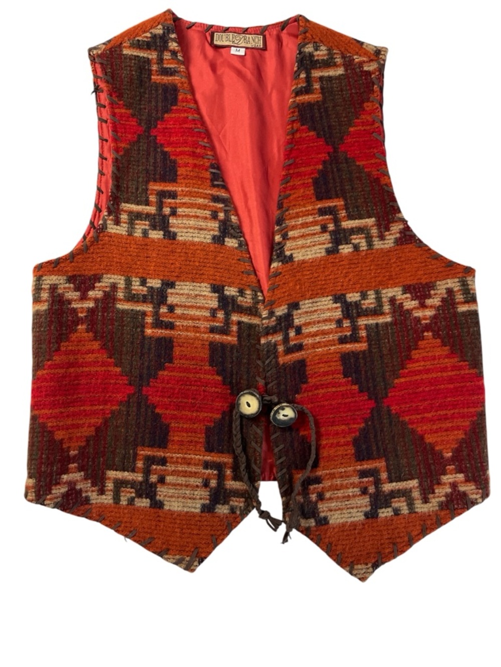 Vintage Double D Ranch Vest M Southwestern Wool Rare Aztec Western Boho USA Made